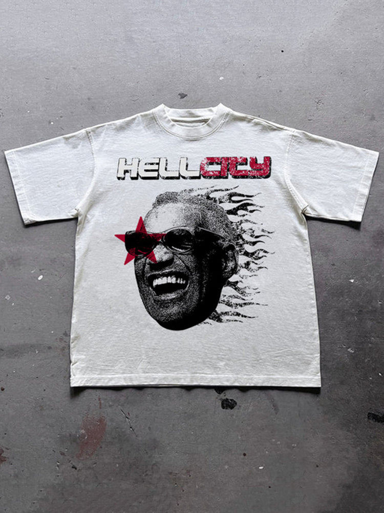 Hellcity - Flame Player Graphics Cotton T-Shirt