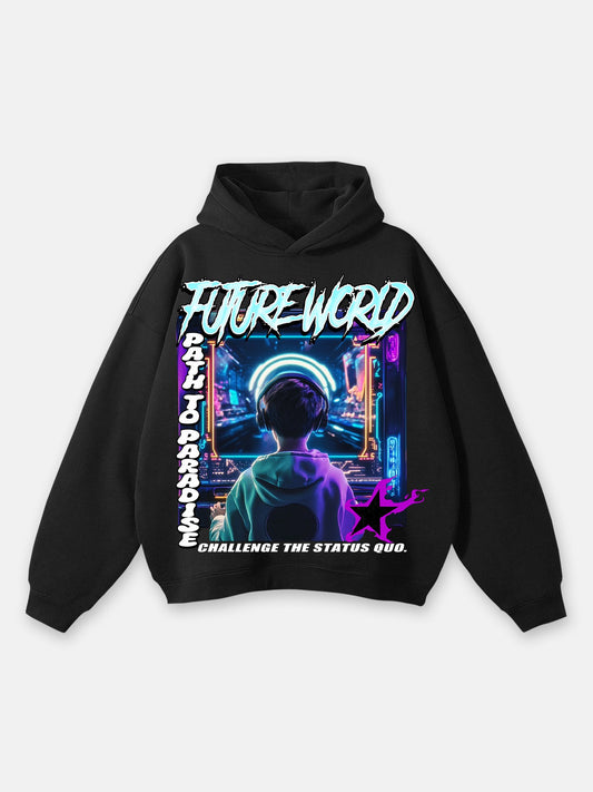 Vercoo Y2k Fashion Future World Graphic Hoodie