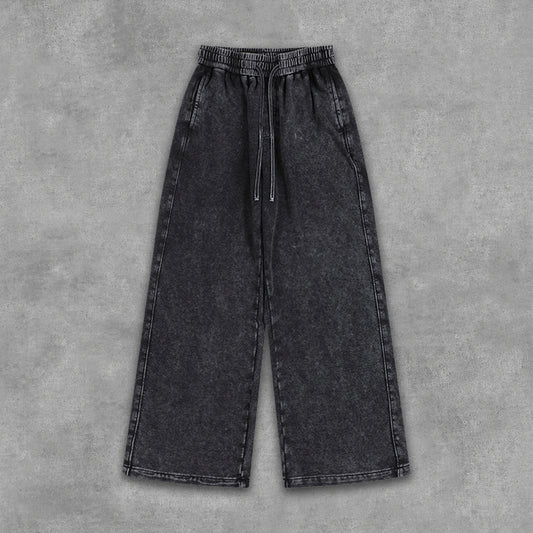 Vercoo Vintage Washed Cotton Flared Straight Leg Pants