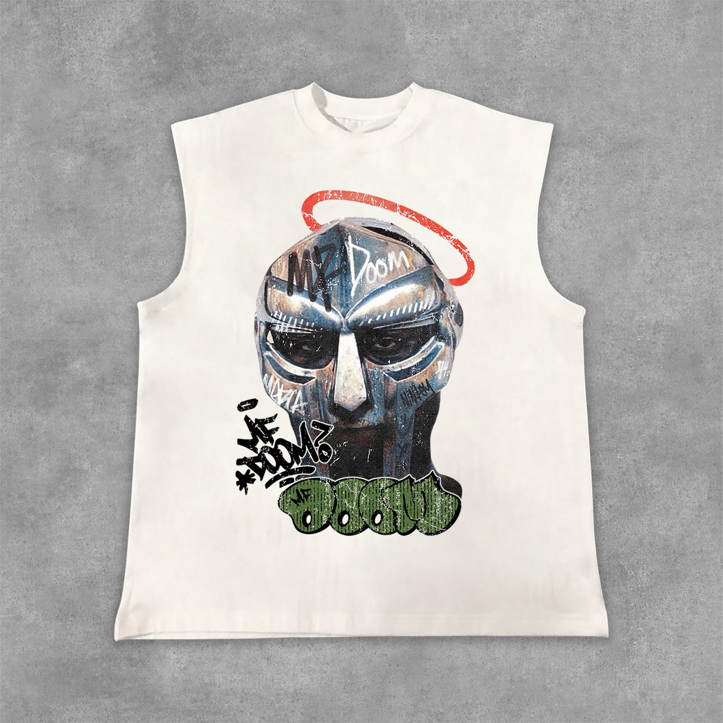 Vercoo Vintage The Illest Villain Mf Doom Graphic Print Cotton Tank Top