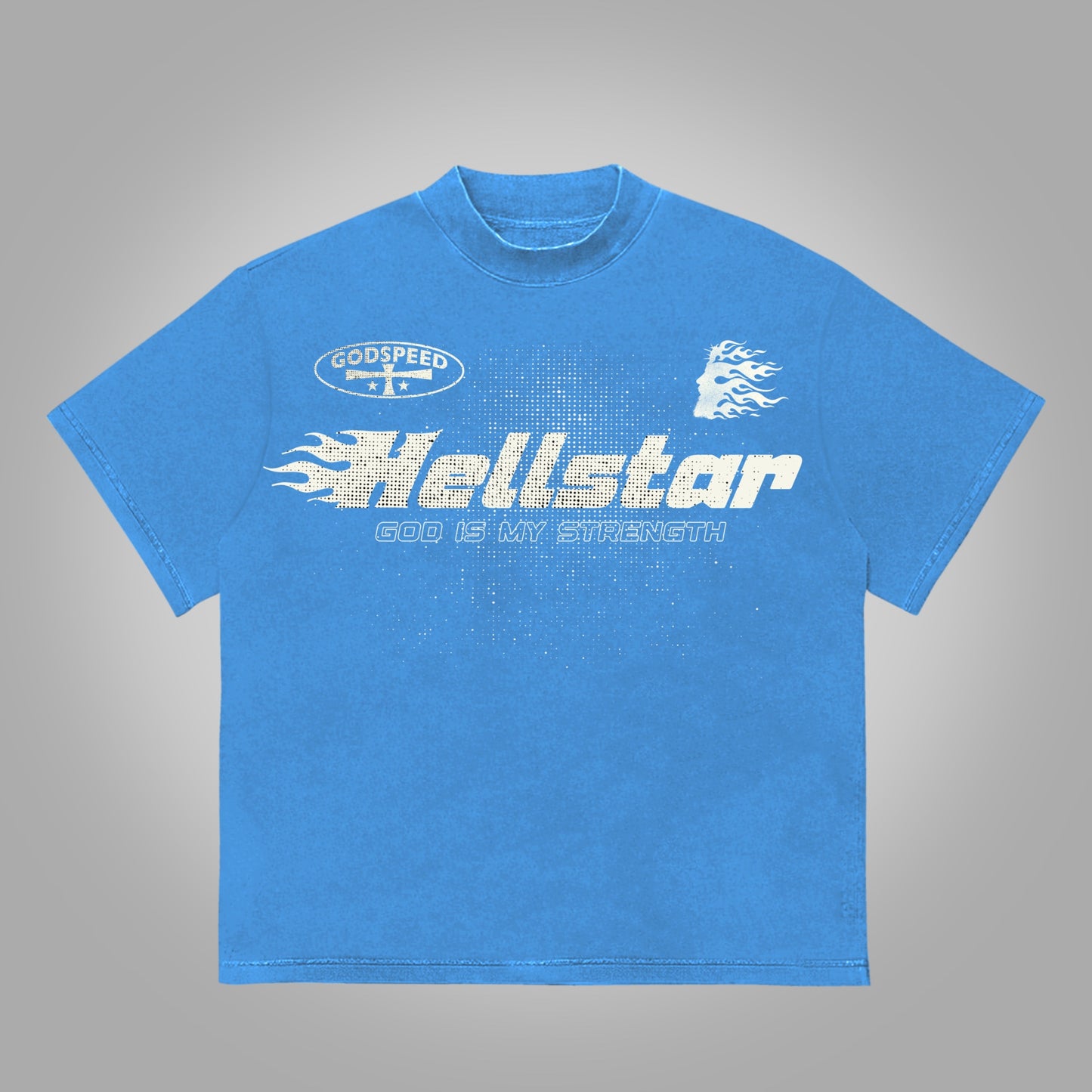 Hellstar Flame Jesus Silhouette Network Vintage Graphics Cotton T-Shirt