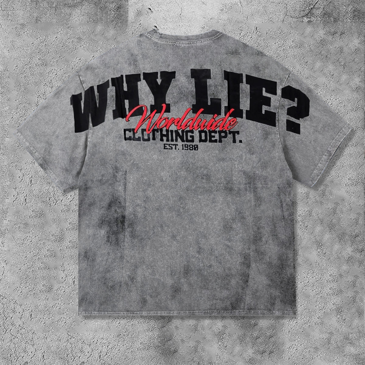 Vintage Why Lie Clothing Dept Graphic Distressed Acid Wash T-Shirt