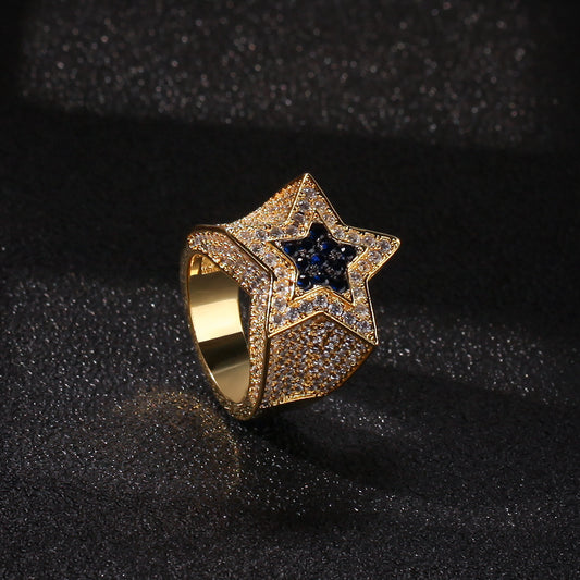 Hip Hop Diamond Star Ring