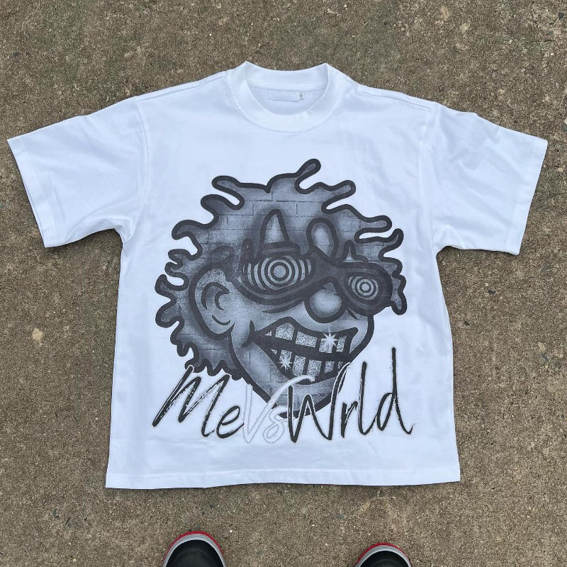 Vintage Me Vs World Art Graphic Cotton T-Shirt