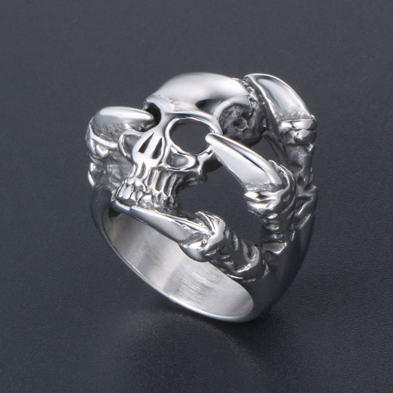 Men's Retro Punk Titanium Steel Skull Ring