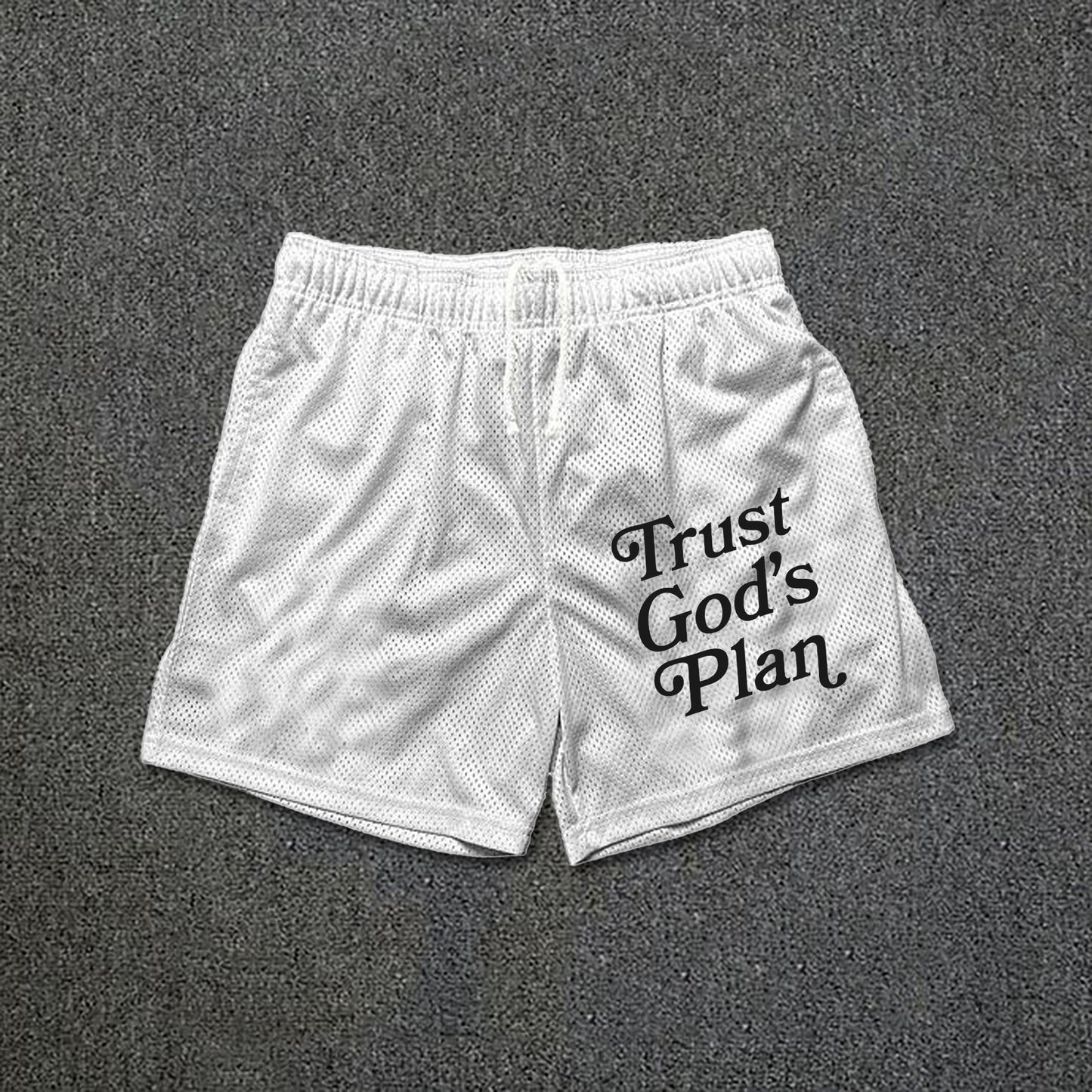 Men's Street Trust God's Plan Mesh Drawstring Shorts