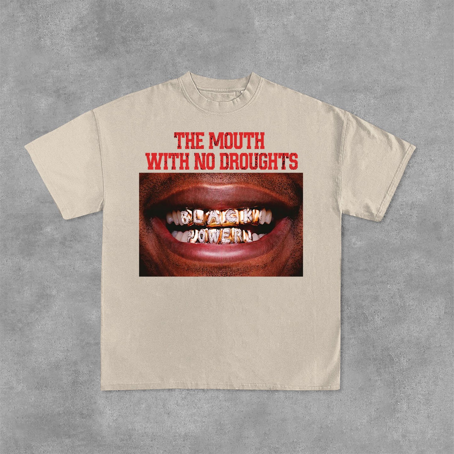 Lips Graphic The Mouth With No Droughts Print Cotton T-Shirt