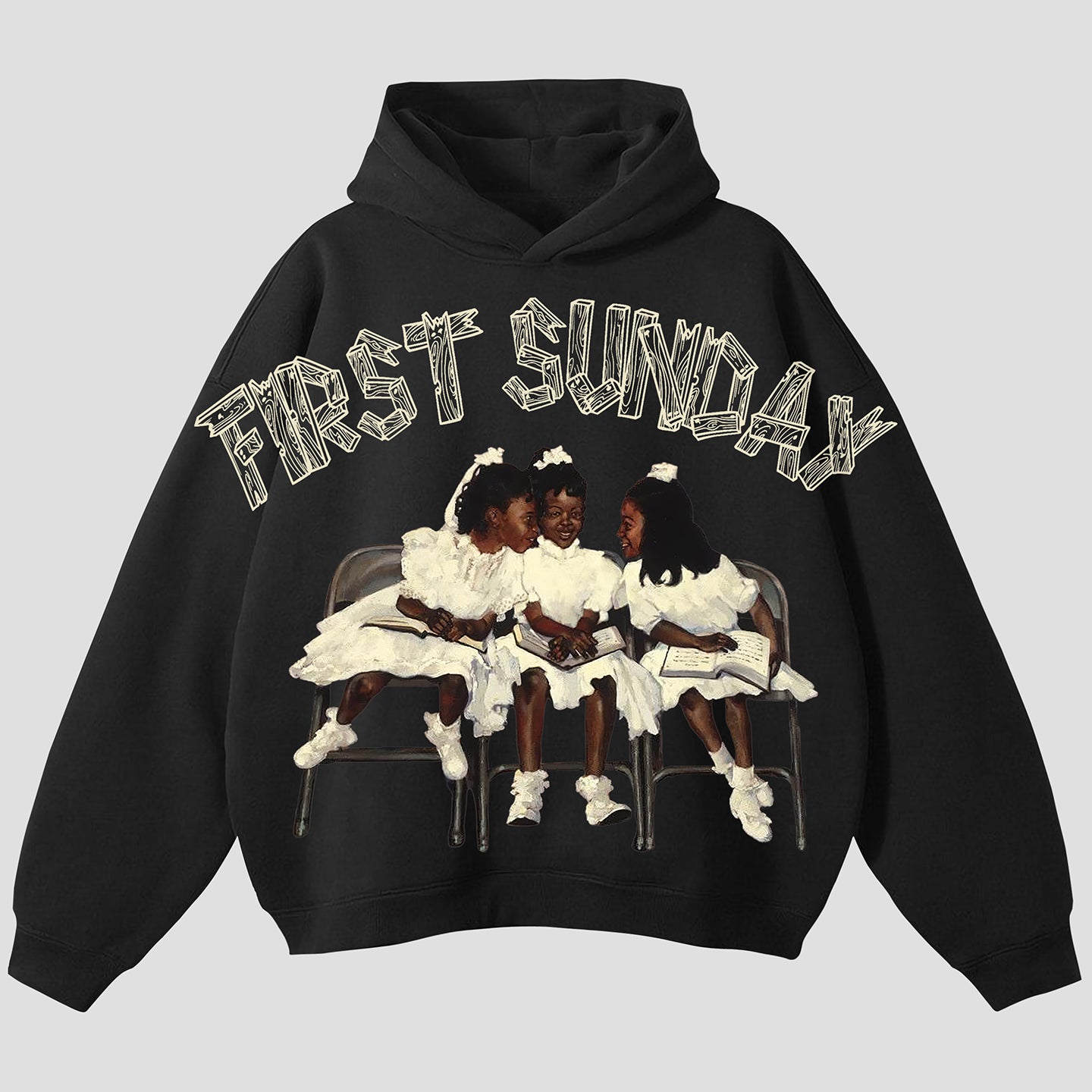 Vintage First Sunday Faith Graphic Simple Pocketless Hoodie