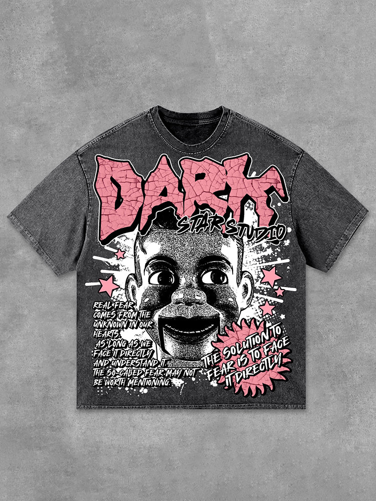 Darkstar - New Print Pattern - Fear Puppet & Face Fear Acid Washed T-Shirt