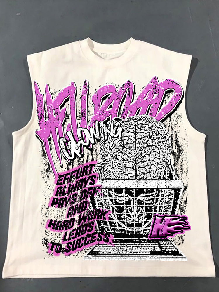 Hell Road Retro Brainstorm Print Cotton Tank Top