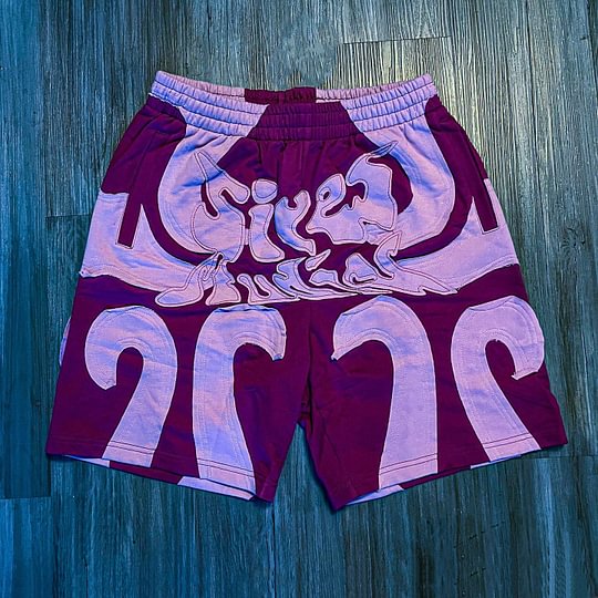 Vintage Street Patchwork Graphics Drawstring Shorts