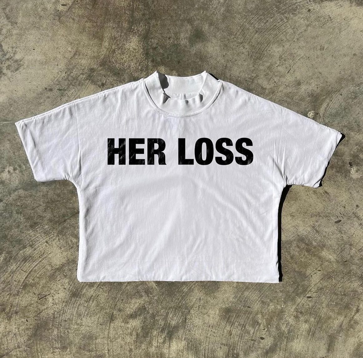 Men's Her Loss Print Cotton Short Sleeve T-Shirt