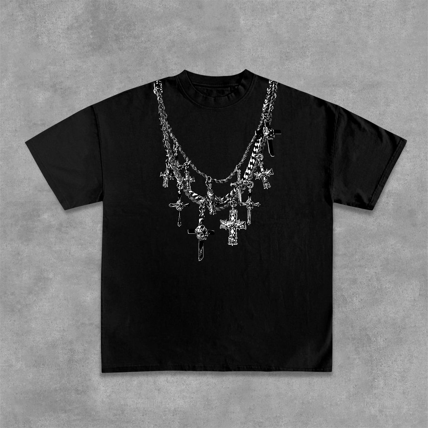 Christian & Cross Necklace Print Casual Cotton T-Shirt