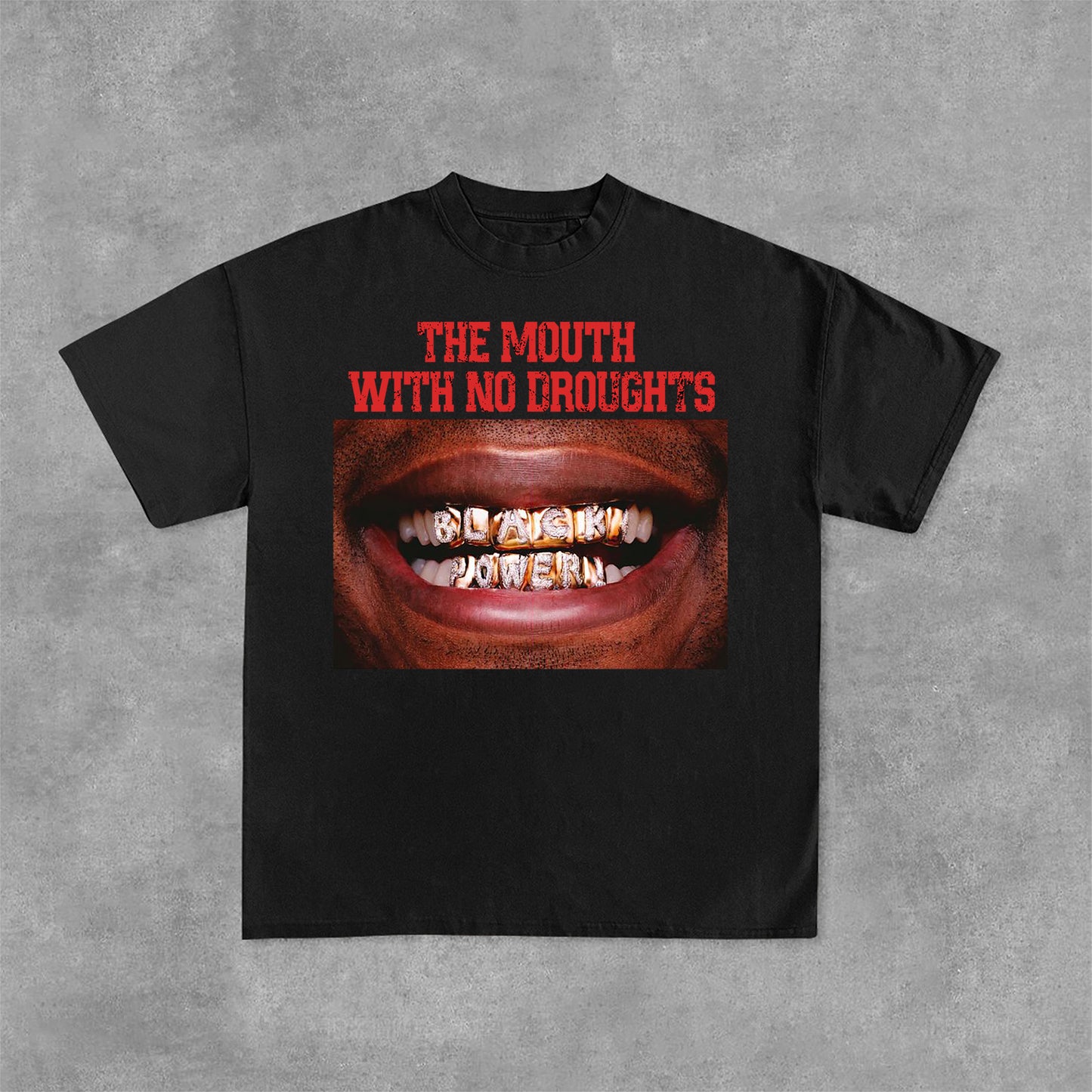 Lips Graphic The Mouth With No Droughts Print Cotton T-Shirt