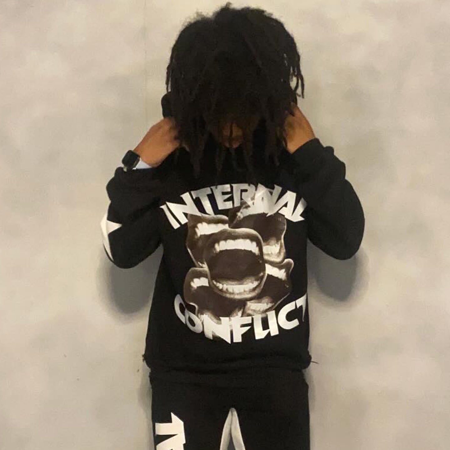 Vintage Internal Conflict Graphics Pocket Hoodie