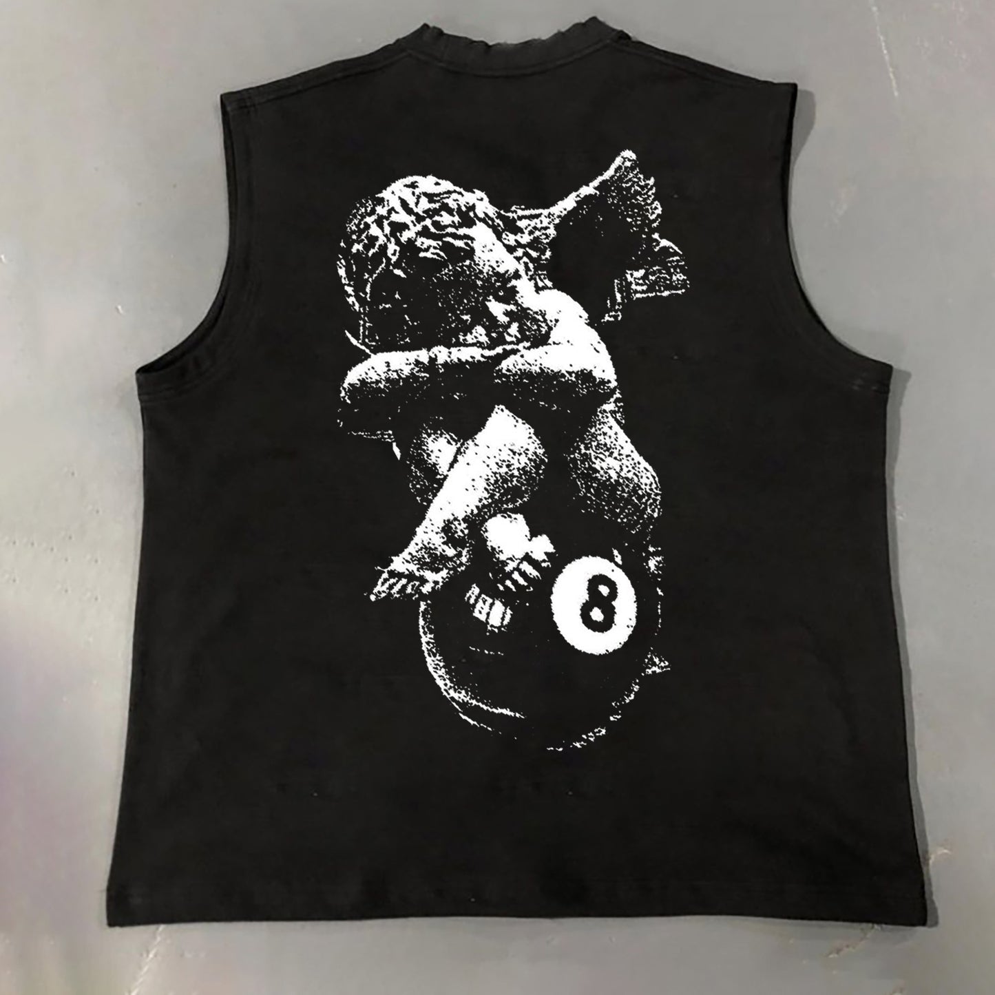 Men's Short Sleeve Angel Print No 8 Cotton Tank Top