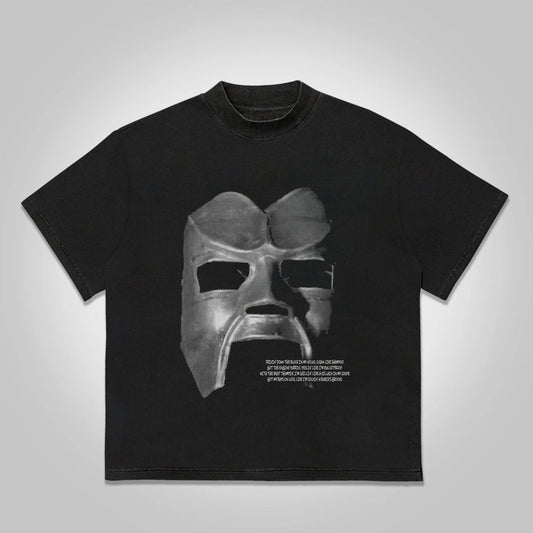 Vercoo Vintage The Illest Villain Mf Doom Graphic Print Cotton T-Shirt