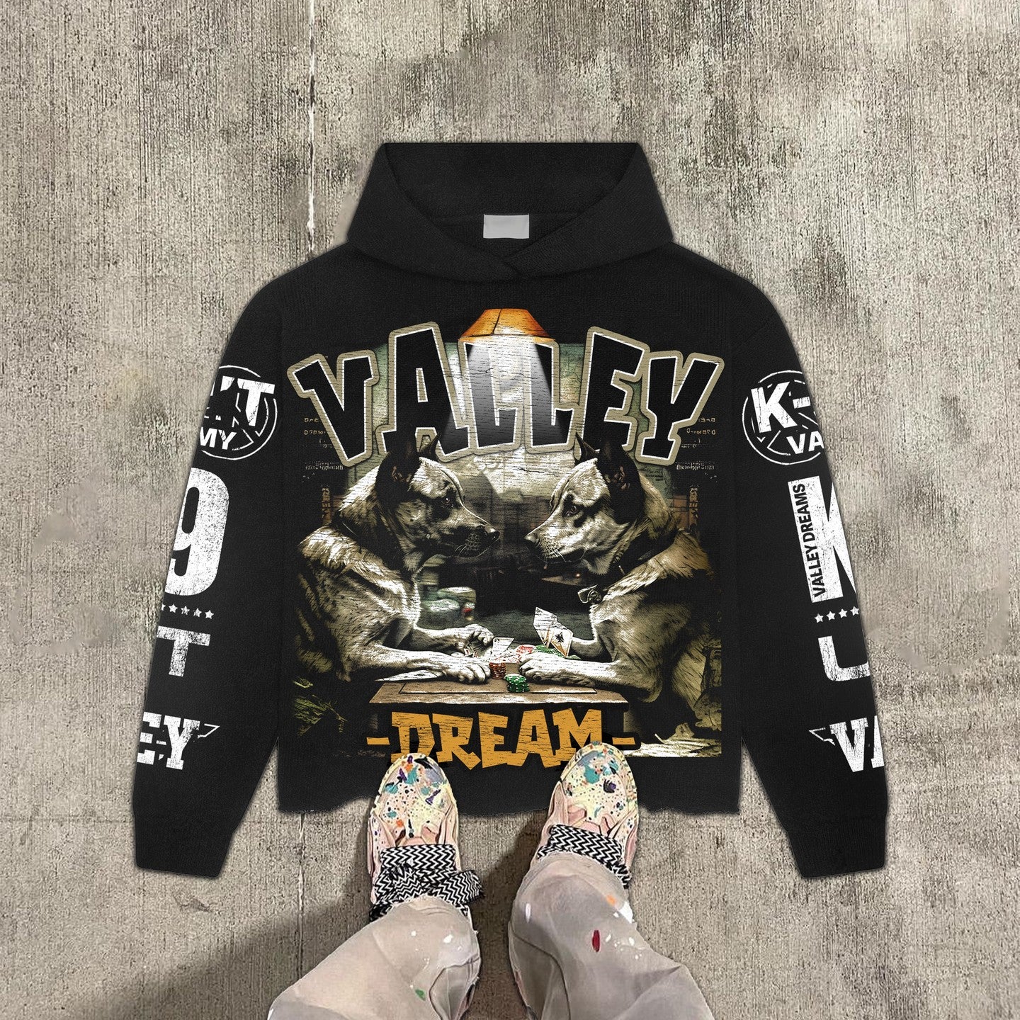 Vercoo Vintage Warzone Valley Dream Graphics Cropped Hoodie