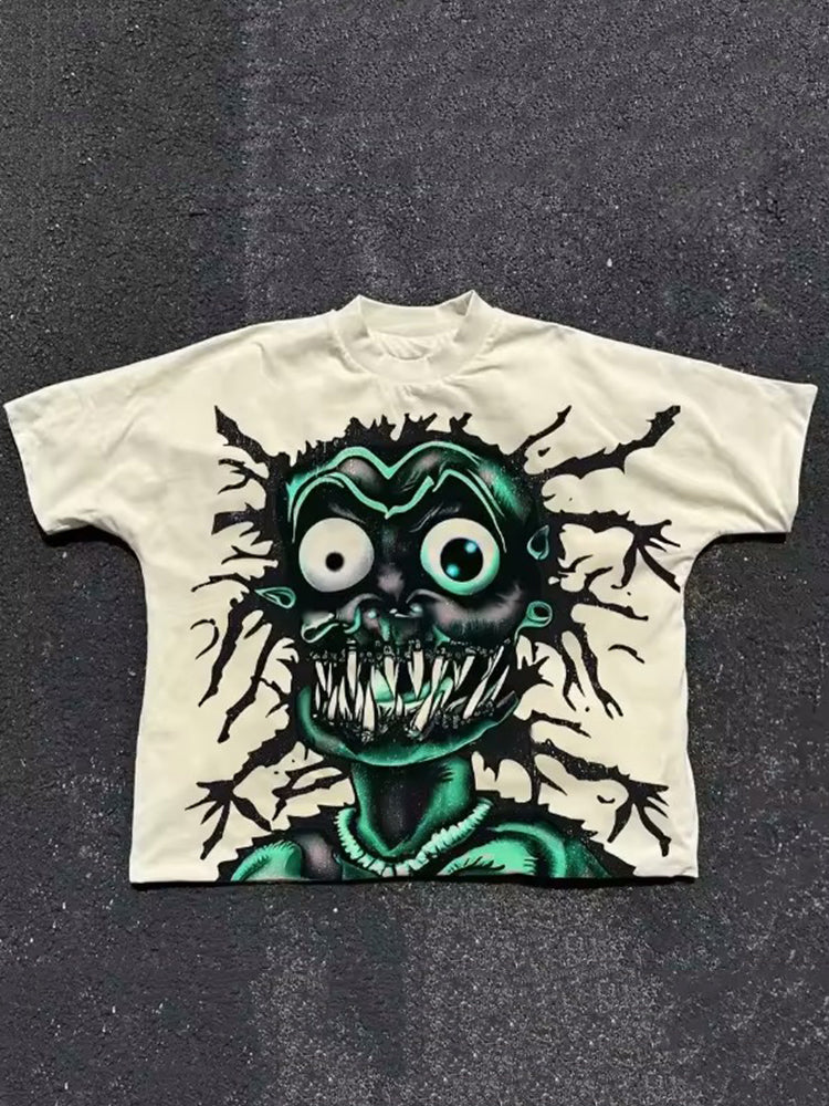 Vintage The World Creates Monsters Graphic Short Sleeve T-Shirt