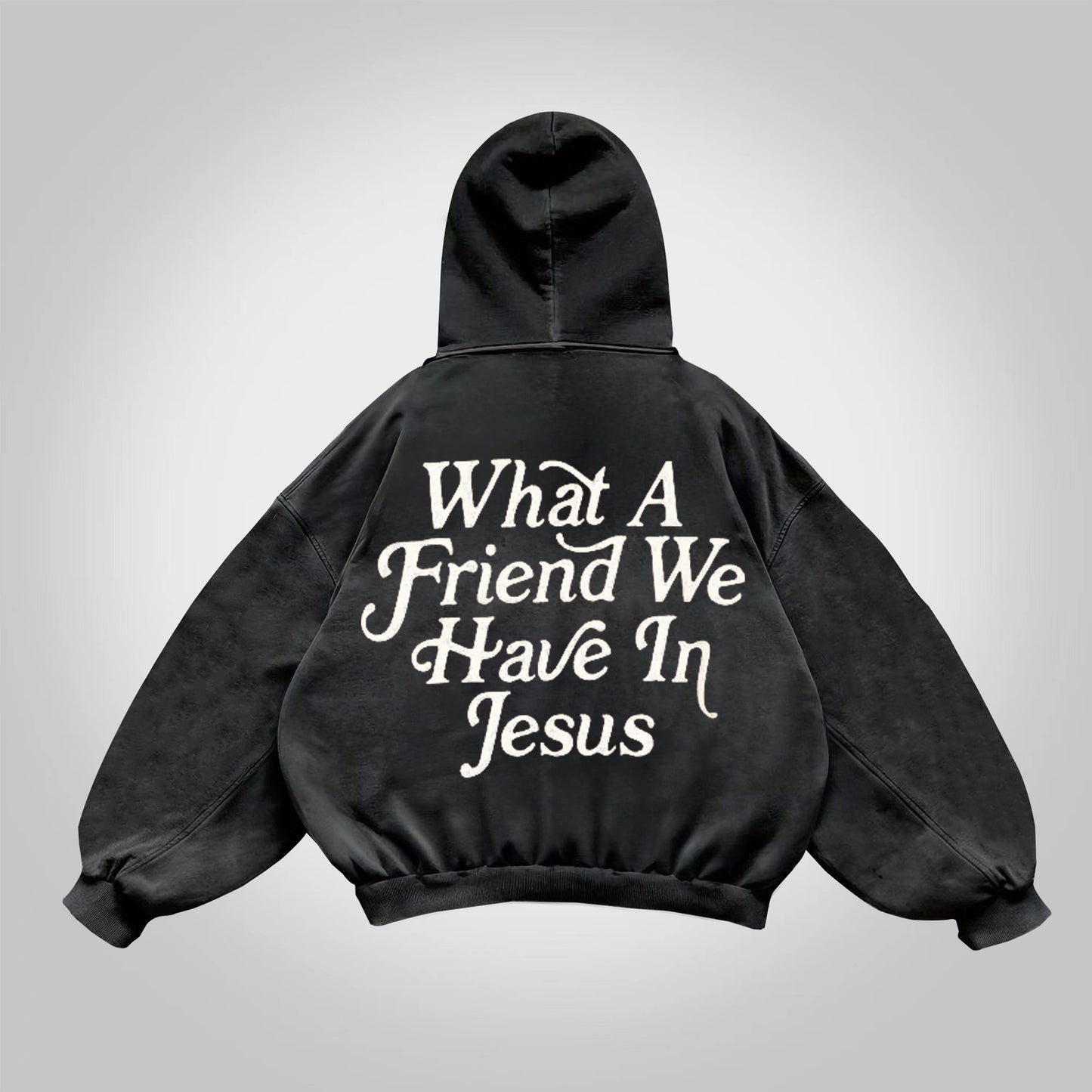 Vercoo What A Friend We Have In Jesus Graphic Acid Washed Hoodie