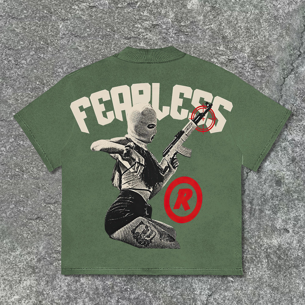 Vintage Fearless Cool Girl Print Graphic T-Shirt