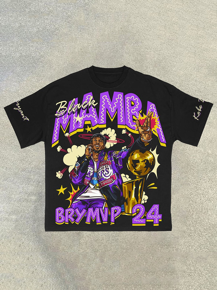 Vercoo Vintage No 24 Champion Mvp Graphic Basketball T-Shirt