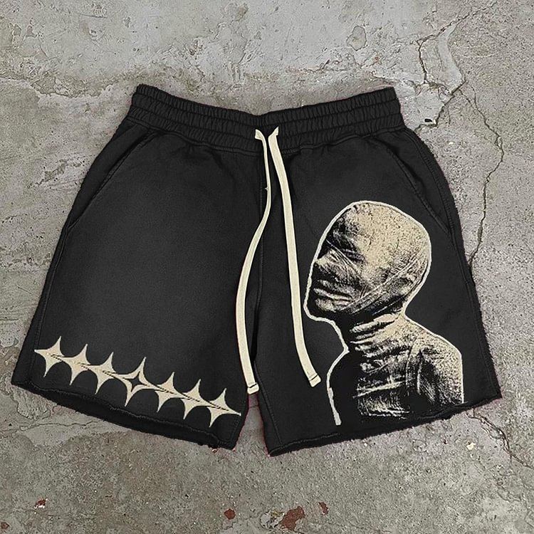 Mummy Stone Statue Graphic Vintage Shorts