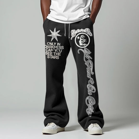 Vercoo Vintage Only Darkness Can You See The Stars Graphic Stylish Casual Flared Sweatpants