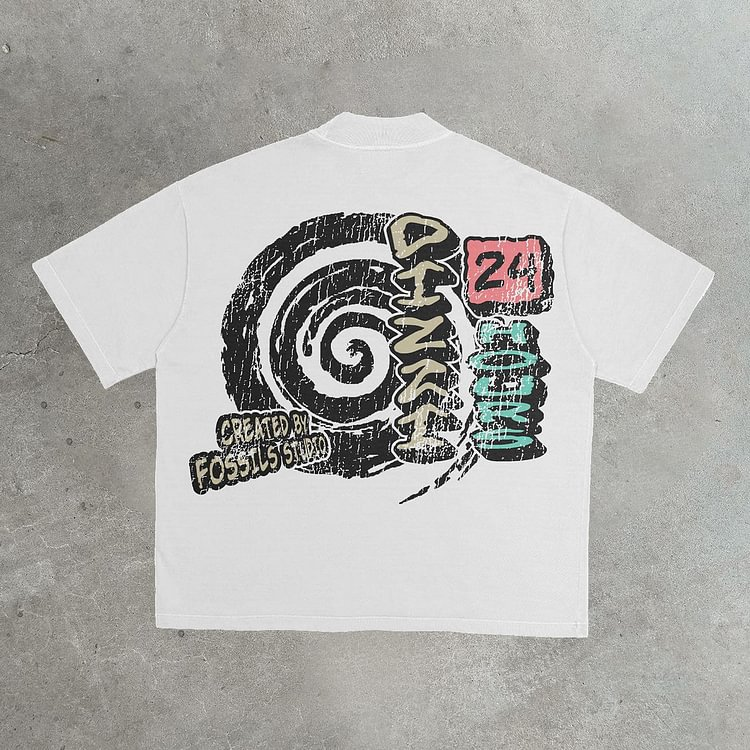 Vintage Casual Street Rock Festival Graphics Printed Cotton T-Shirt