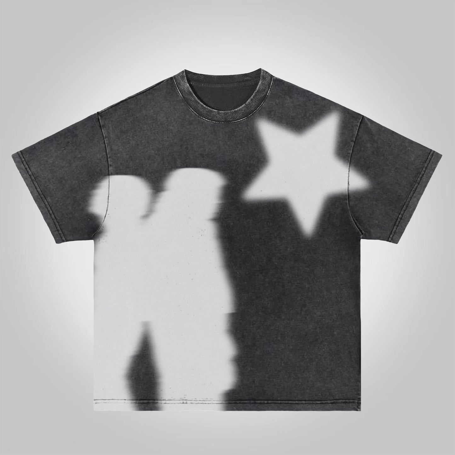 Vercoo Virtual Shadow Graphic Acid Wash T-shirt