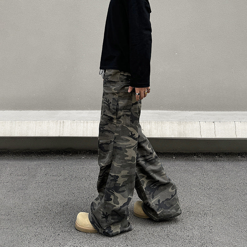 American Retro Camouflage Straight Cargo Pants