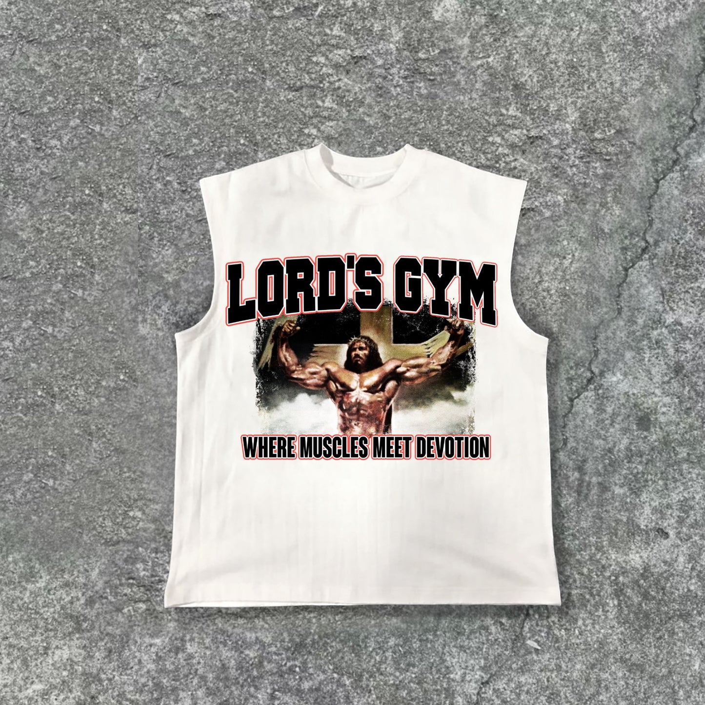 Jesus Lord's Gym Print Cotton Tank Top