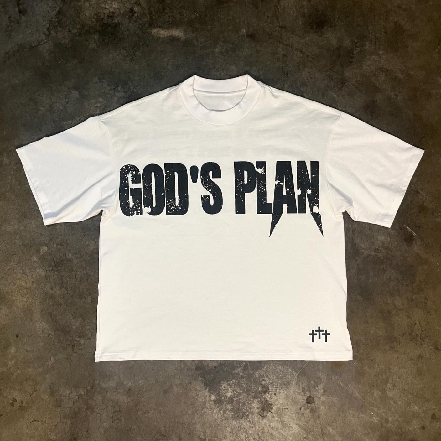 Vintage God's Plan Print Graphics Cotton T-Shirt