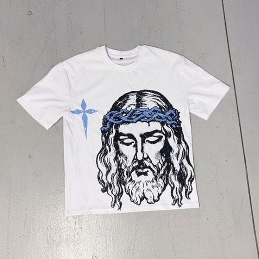 Vercoo Vintagethe Way Jesus Graphic Cotton Short Sleeve T-Shirt