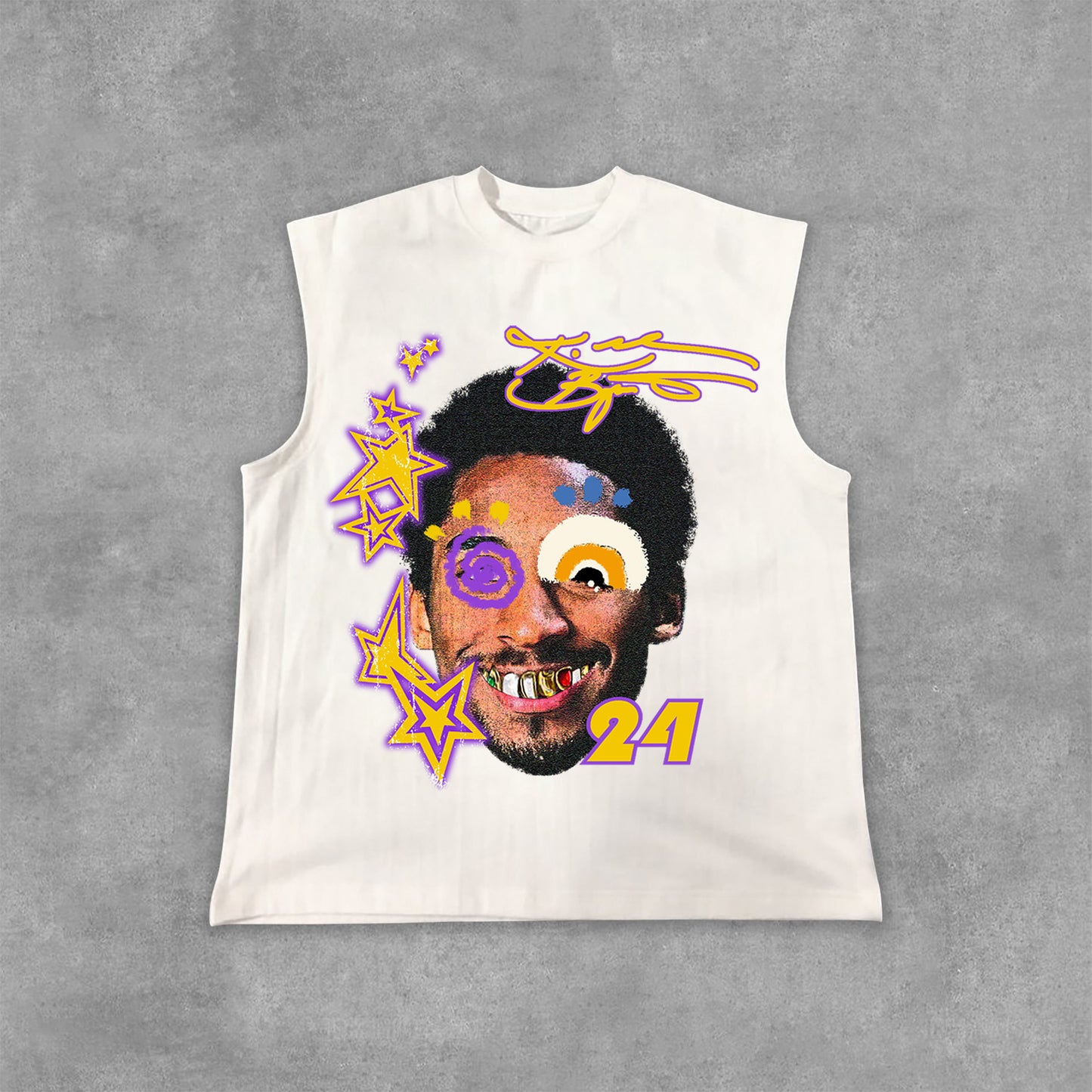 Kobe Bryant Graffiti Portrait Graphic Print Cotton Casual Tank Top