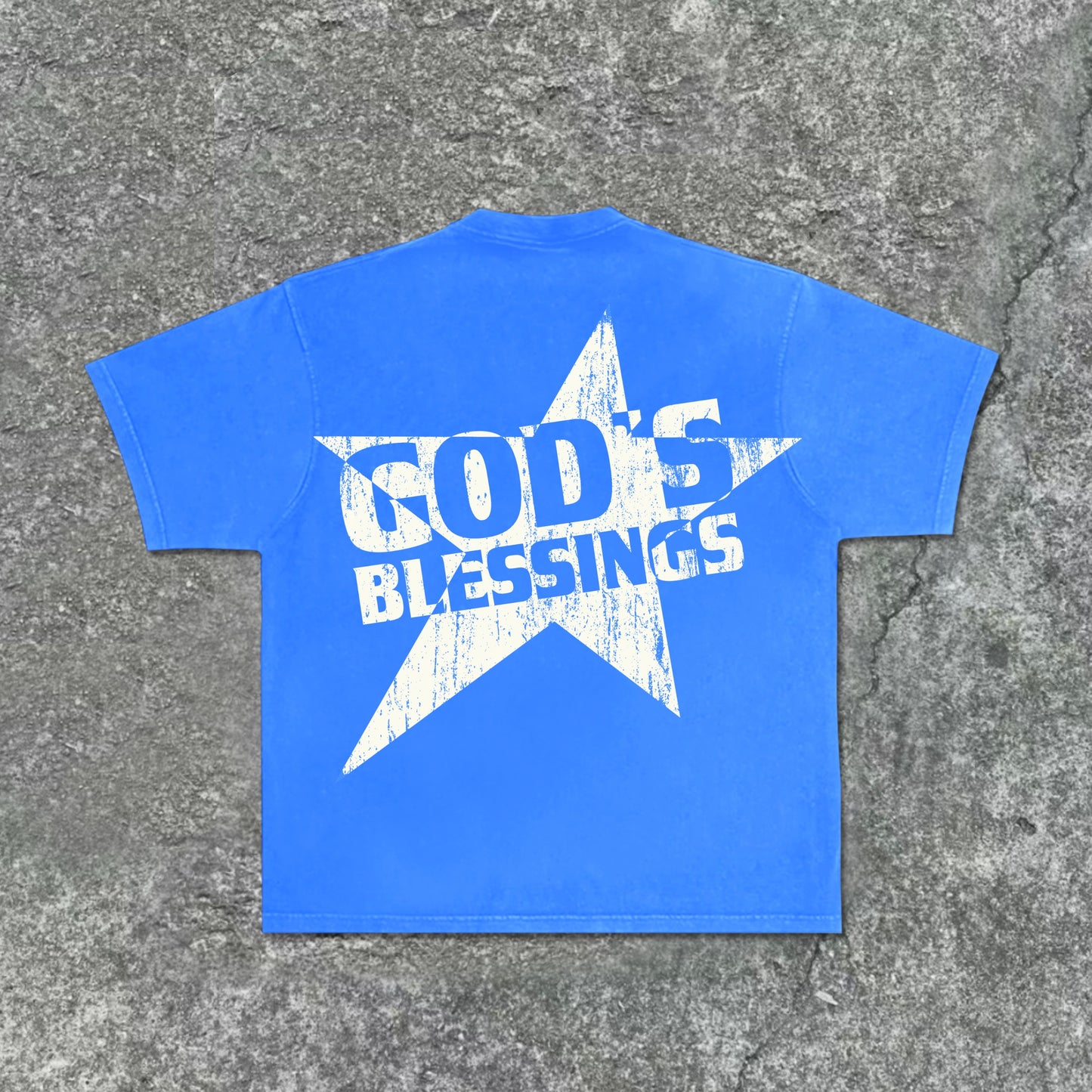 Men's God S Blessings Alphabet Slogan Print Acid Washed T-Shirt