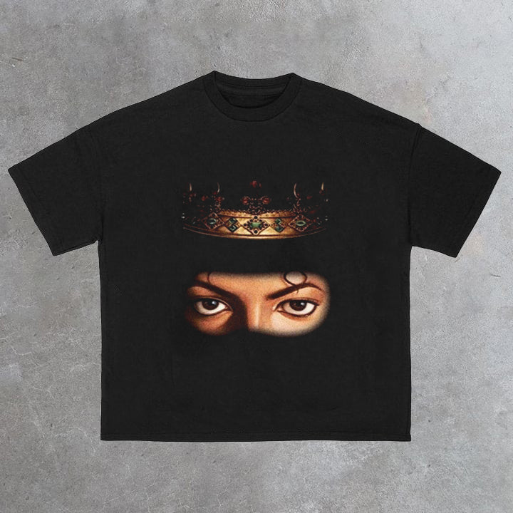 Vercoo Vintage Miss Moonwalker The King Of Pop Forever Spirit Graphic Cotton T-Shirt