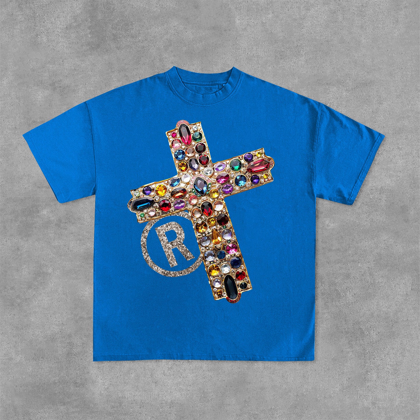 Vintage Diamond Cross Graphic Print Casual Cotton T-Shirt