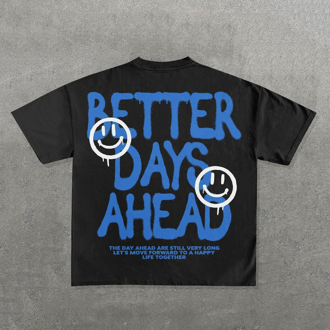 Vintage Better Days Ahead Graphic Cotton Short Sleeve T-Shirt