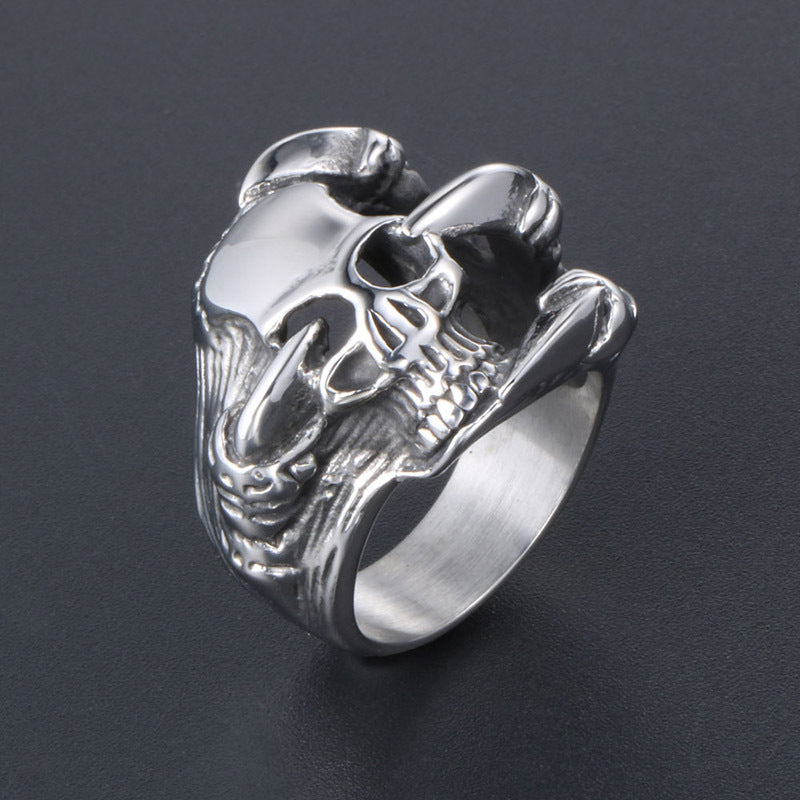 Men's Retro Punk Titanium Steel Skull Ring