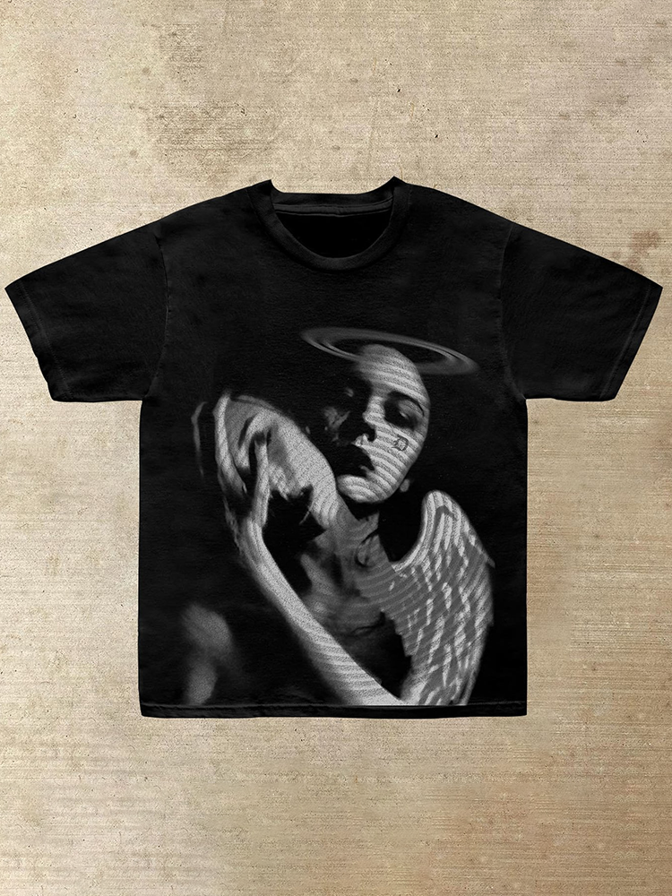 Vintage Inner Angel Graphics Printed Cotton T-Shirt