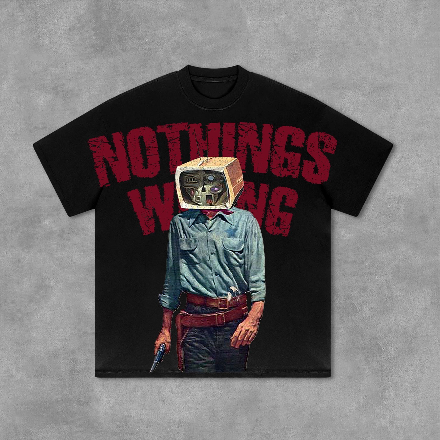 Vercoo Vintage Nothing Wrong Graphic Print Cotton T-Shirt