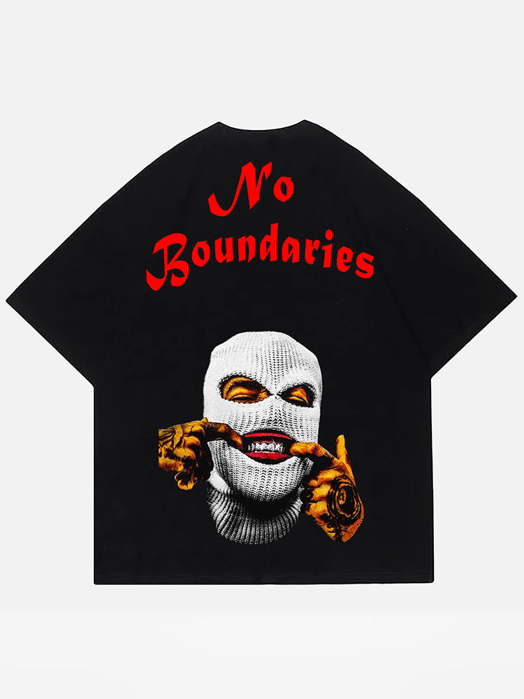 Vercoo Vintage Y2k No Boundaries Graphic Cotton T-Shirt