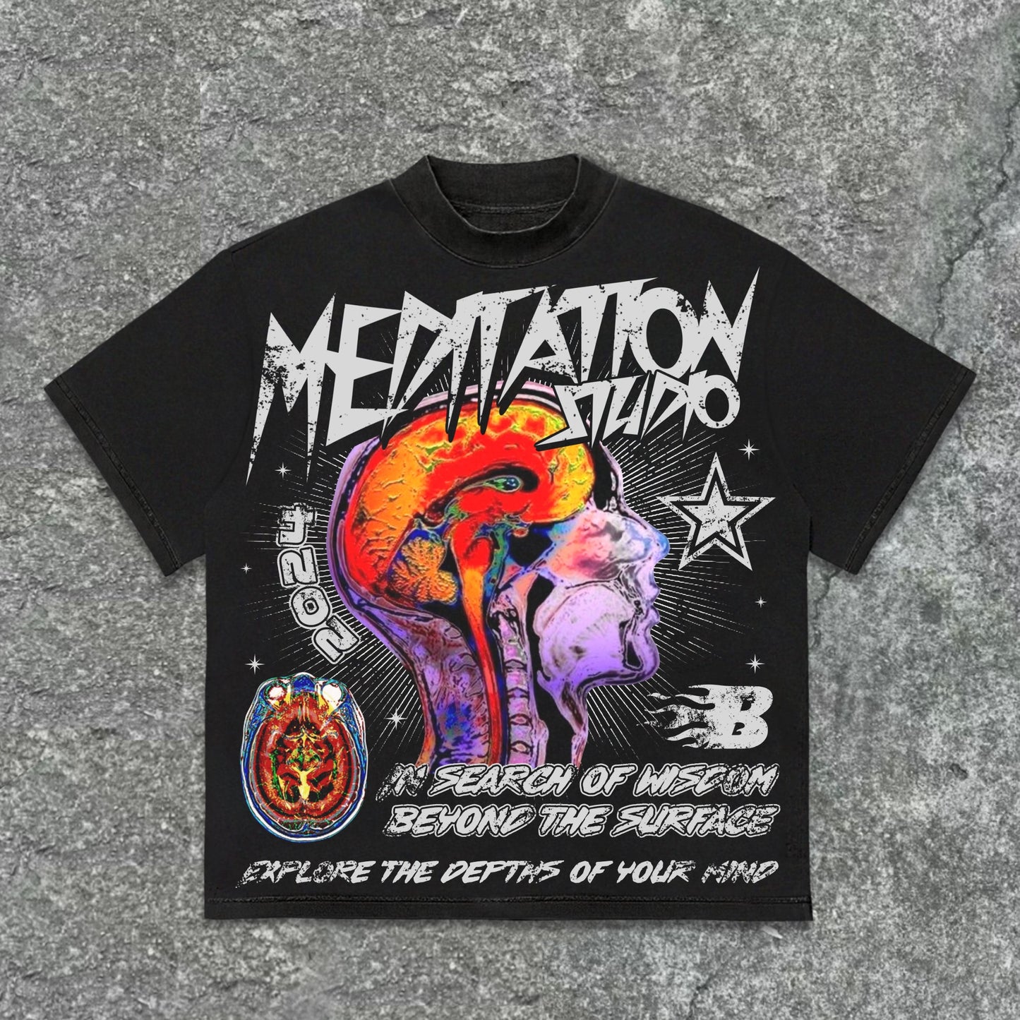 Meditation Following The Heart Retro Graphic Cotton T-Shirt