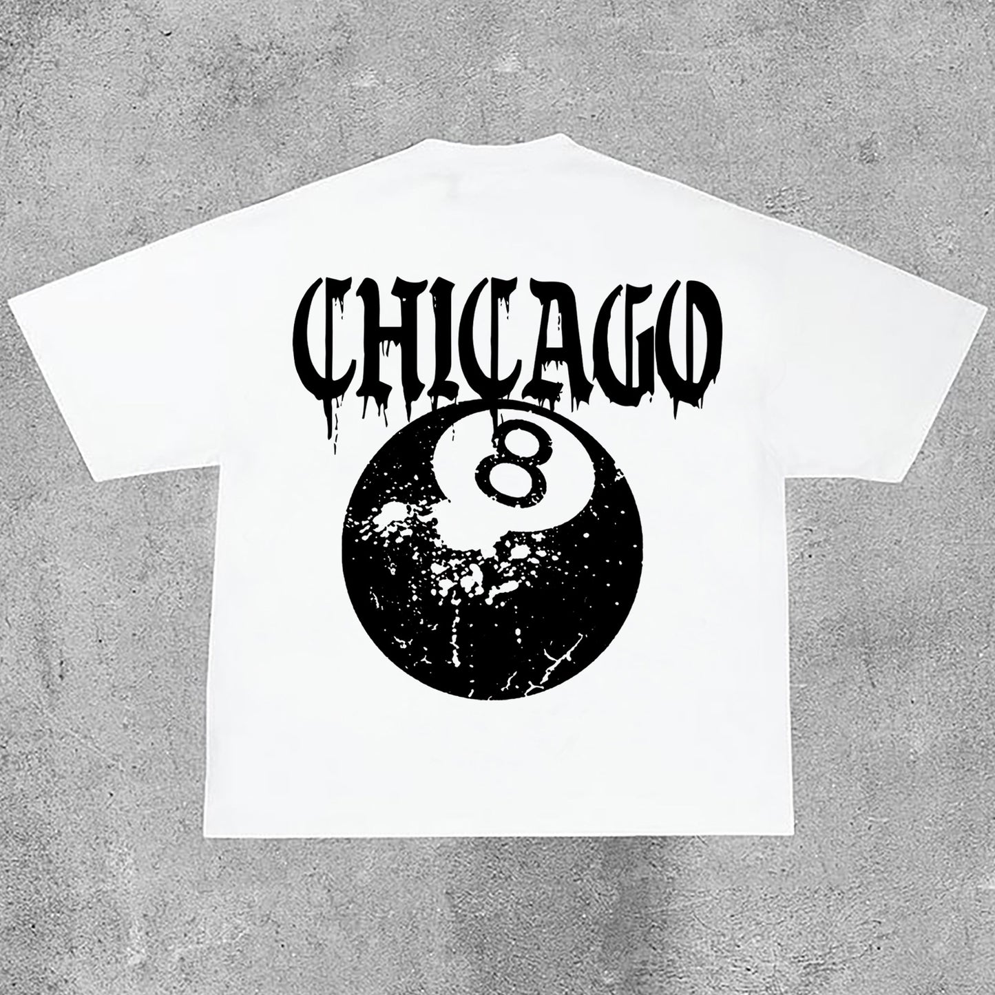 Chicago 8 Ball Print Cotton Casual T-Shirt