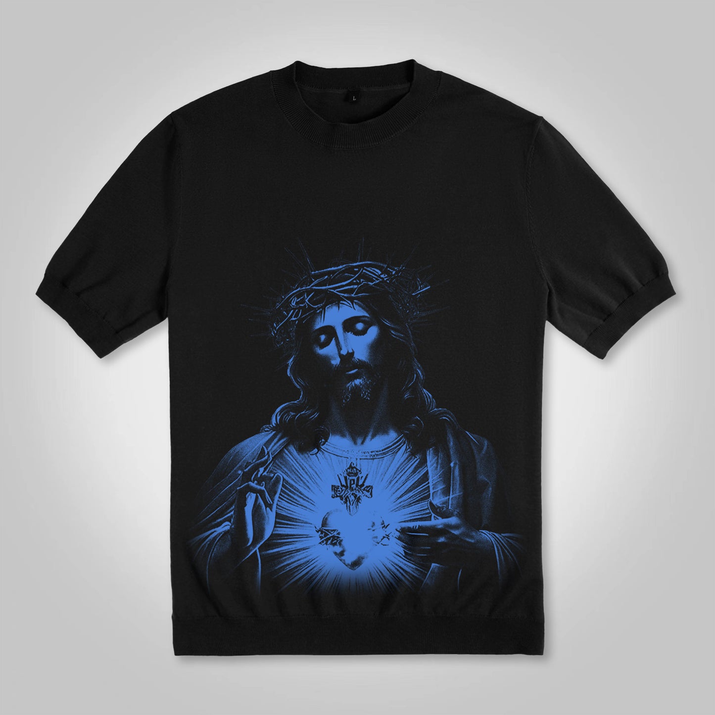 Vercoo Vintage Jesus Print Cotton Knitted T-shirt