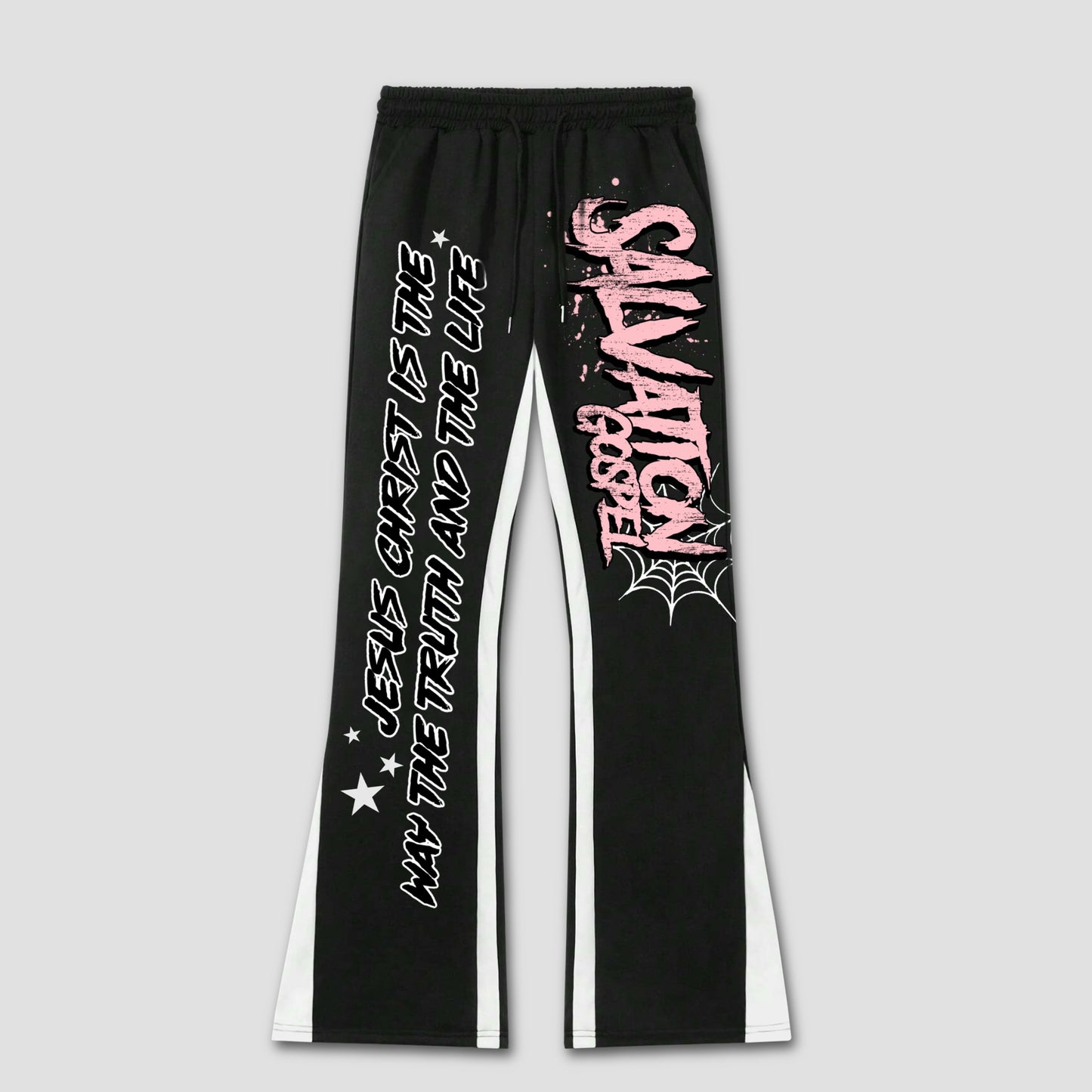 God Savior Old Retro Graphic Blocked Flared Sweatpants