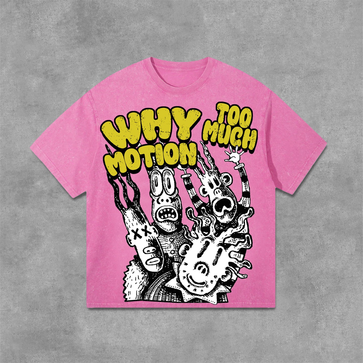 Vintage Why Too Much Motion Graphic Print Acid Washed Street T-Shirt