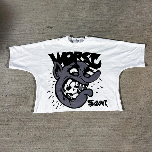 Vercoo Worst Saint Art Graphic Cotton T-Shirt