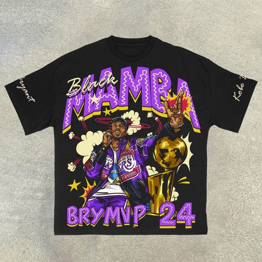 Vercoo Vintage No 24 Champion Mvp Graphic Basketball T-Shirt